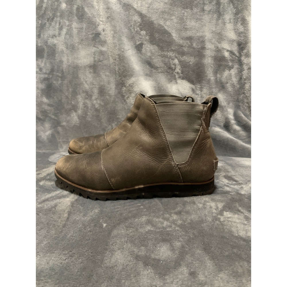 Sorel Ankle Boots Womens 8 Ainsley Chelsea Grey Waterproof NL3334-052 Flat
